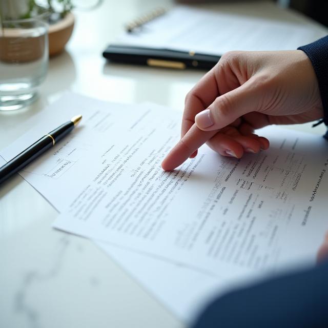 Close up of a legal professional reviewing commercial strategy documents